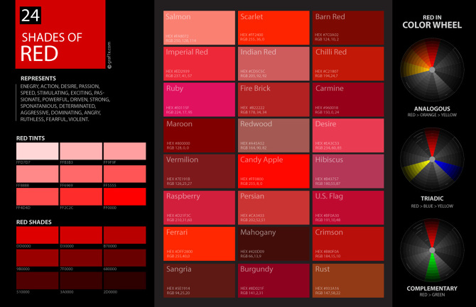 shades of red color palette_670